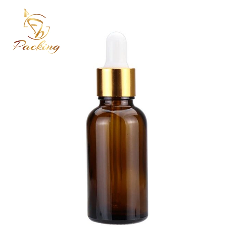 20% off Wholesale Cosmetic Packaging Amber Glass Bottle 30ml with Glass Dropper for Essential Oil