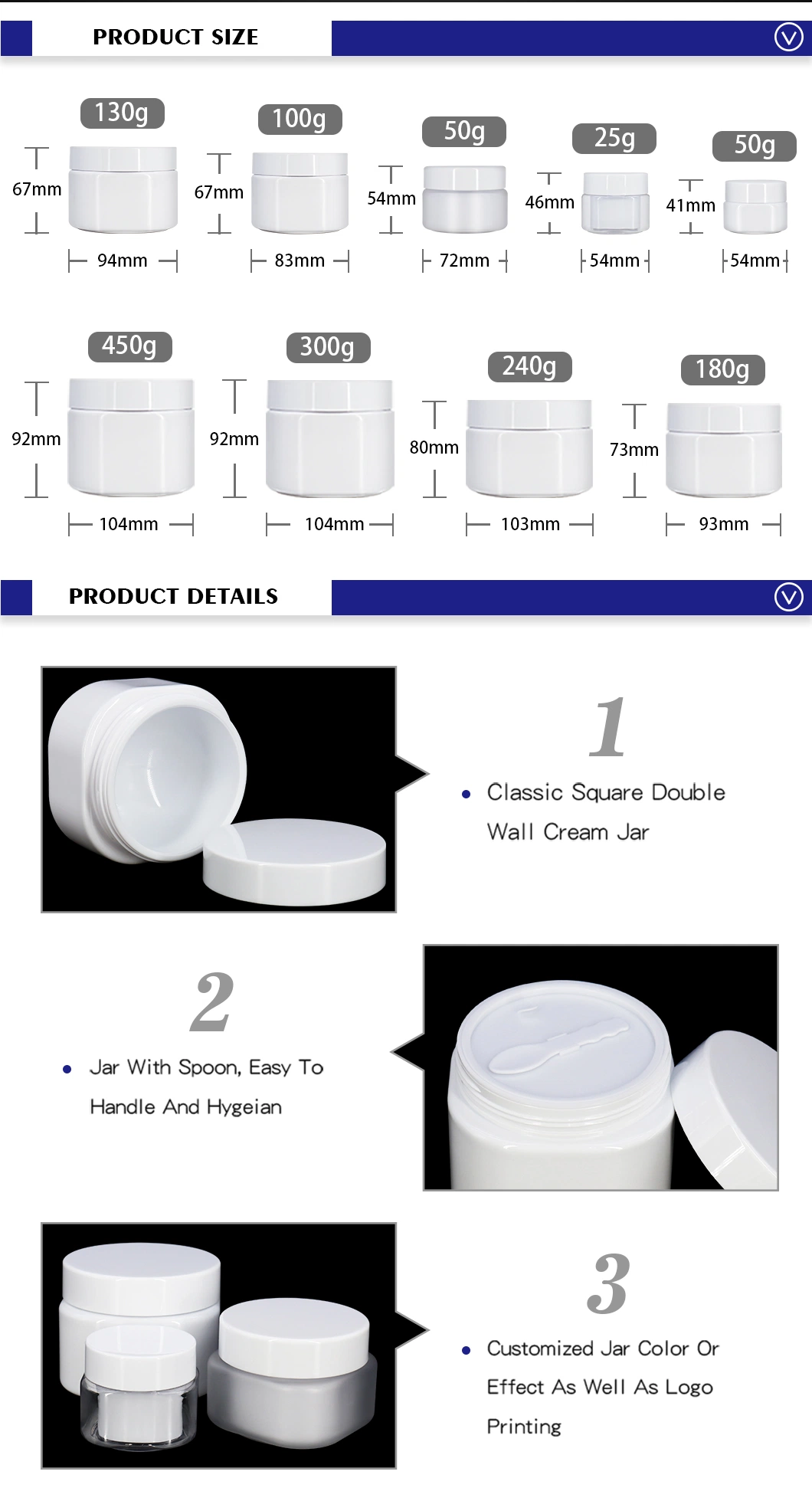 Convenient Use Beauty Cream Containers with Mature Manufacturing Process From China Leading Supplier