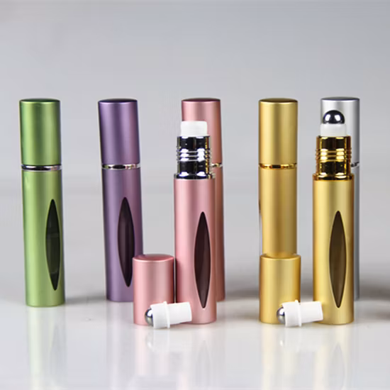 10ml vazio mini óleo metal embalagem viajando recarregável rolo de perfume na garrafa