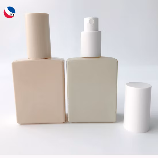 Personalizado colorido luxo 30ml 50ml 100ml fundação quadrada soro embalagem garrafa de loção de vidro vazio frascos de spray de perfume