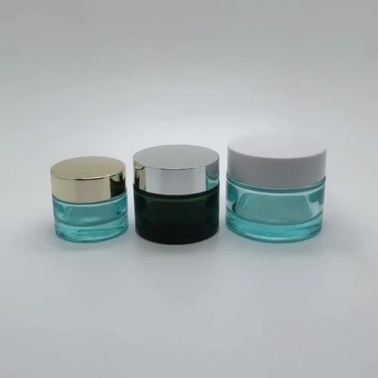 O cosmético branco matte luxuoso de 15ml 0.5oz Jars esvazia o recipiente de vidro de creme